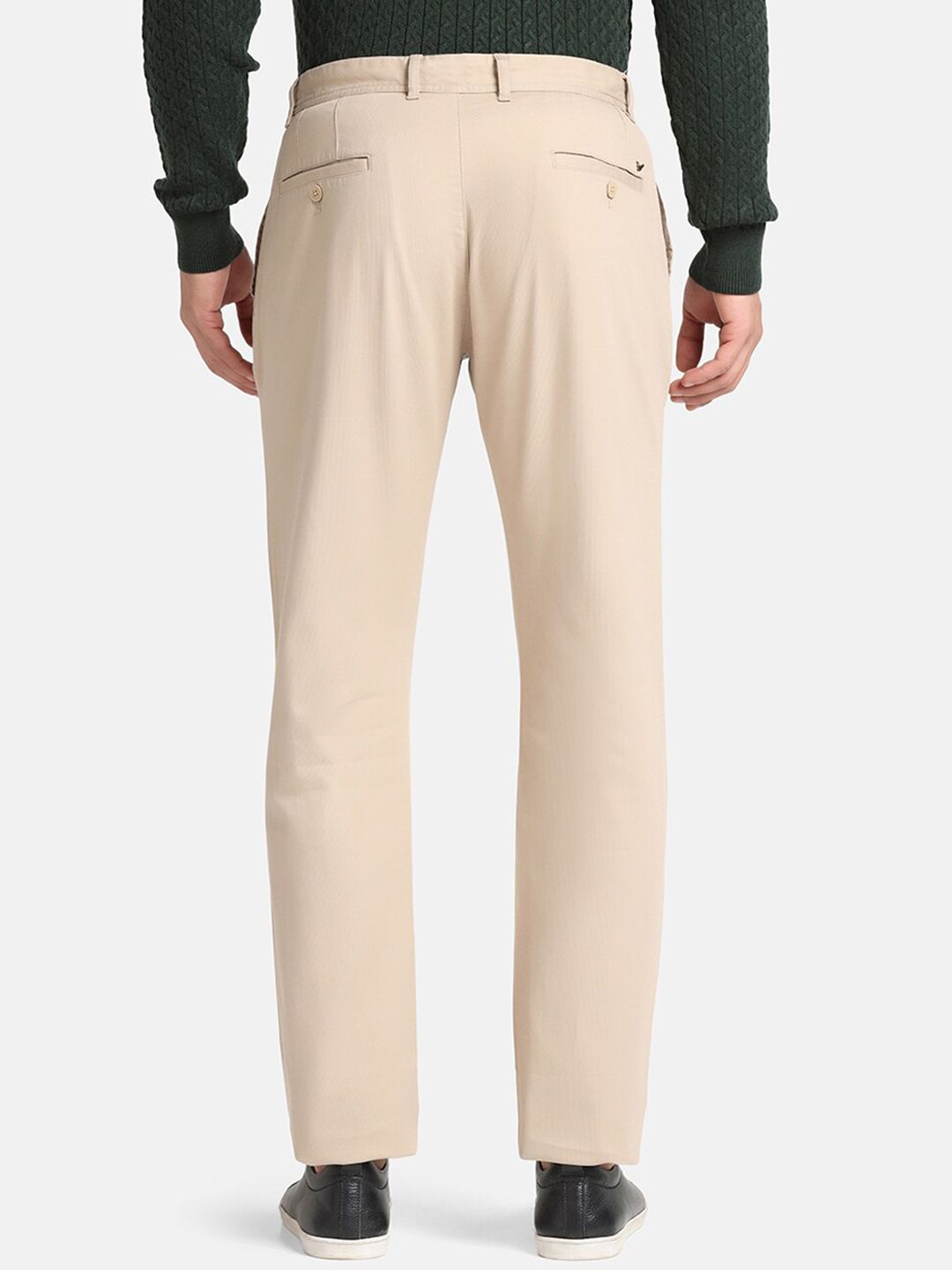 Beige Slim Fit Formal Trousers for Men