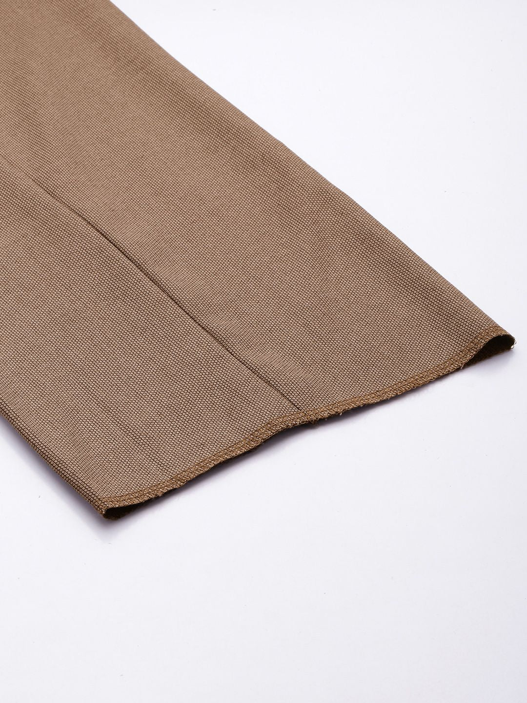 Brown Textured Slim Fit Formal Trousers for Men