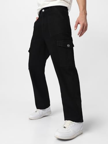 Urbano Fashion Men's Loose Baggy Fit Cargo Jeans with 6 Pockets Non-Stretchable