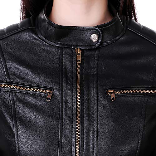 Leather Retail Woman Black Color Faux Leather Jacket