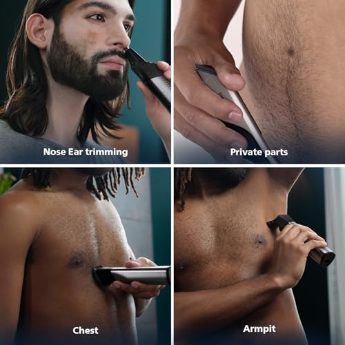 Philips India's No.1 Men's Trimmer |  Sharp Finish & Even Trim | Patented Twin Trim Blades I 15-in-1 Pro Kit - Face, Body & Private Parts | Premium All Metal body I 3 Year Warranty I 120 min runtime I 5 min Quick Charge MG9551/65